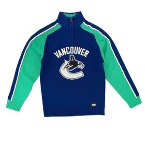 National Hockey League Blue Vancouver Canucks NHL Sweater Men's S 1/4 Zip